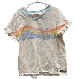 Matilda Jane Rainbow Ruffle Sleeve Tee Let’s Chase Rainbows Boho Shirt Size 10